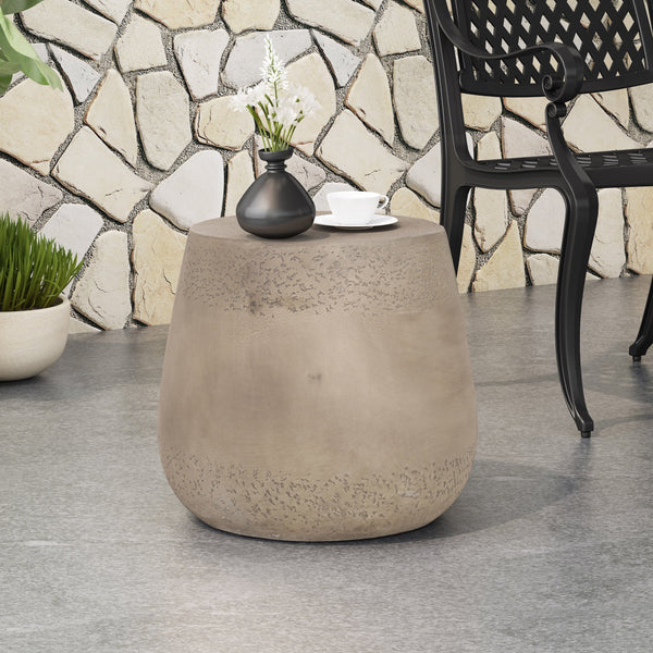 Outdoor Contemporary Lightweight Concrete Accent Side Table - NH567213