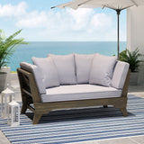 Outdoor Acacia Wood Expandable Daybed with Water Resistant Cushions - NH739213