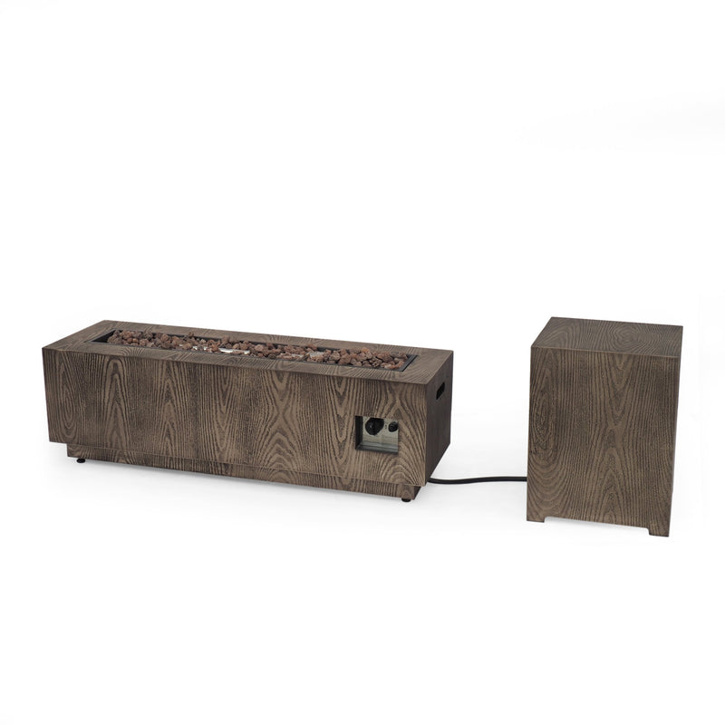 Rectangular Wood Finish Propane Fire Pit - NH828213