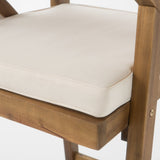 30-Inch Teak Finish Acacia Wood Outdoor Barstools - NH538992