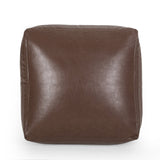 Contemporary Faux Leather Channel Stitch Pouf - NH797413