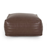 Contemporary Faux Leather Channel Stitch Pouf - NH797413