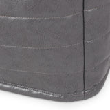Contemporary Faux Leather Channel Stitch Pouf - NH797413