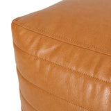 Contemporary Faux Leather Channel Stitch Pouf - NH797413