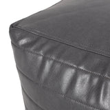 Contemporary Faux Leather Channel Stitch Pouf - NH797413