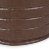 Contemporary Faux Leather Channel Stitch Pouf - NH797413