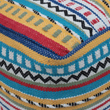 Boho Handcrafted Peruvian Print Cube Pouf - NH615413
