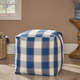 Modern Fabric Checkered Cube Pouf - NH356313