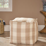 Modern Fabric Checkered Cube Pouf - NH356313