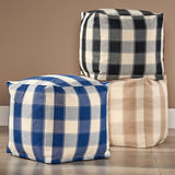 Modern Fabric Checkered Cube Pouf - NH356313
