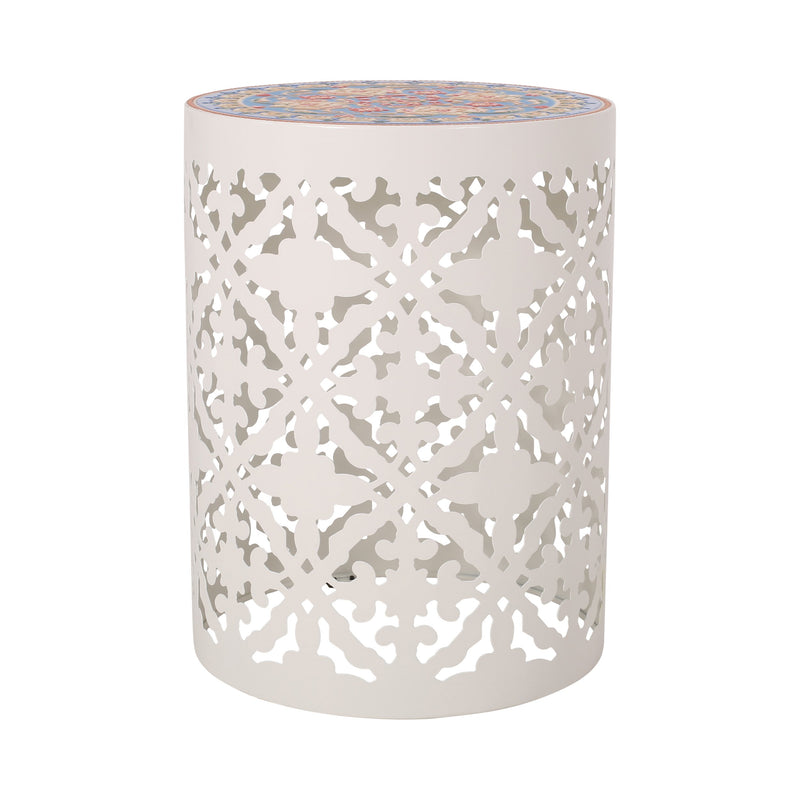 Lace Cut Side Table with Tile Top - NH360313