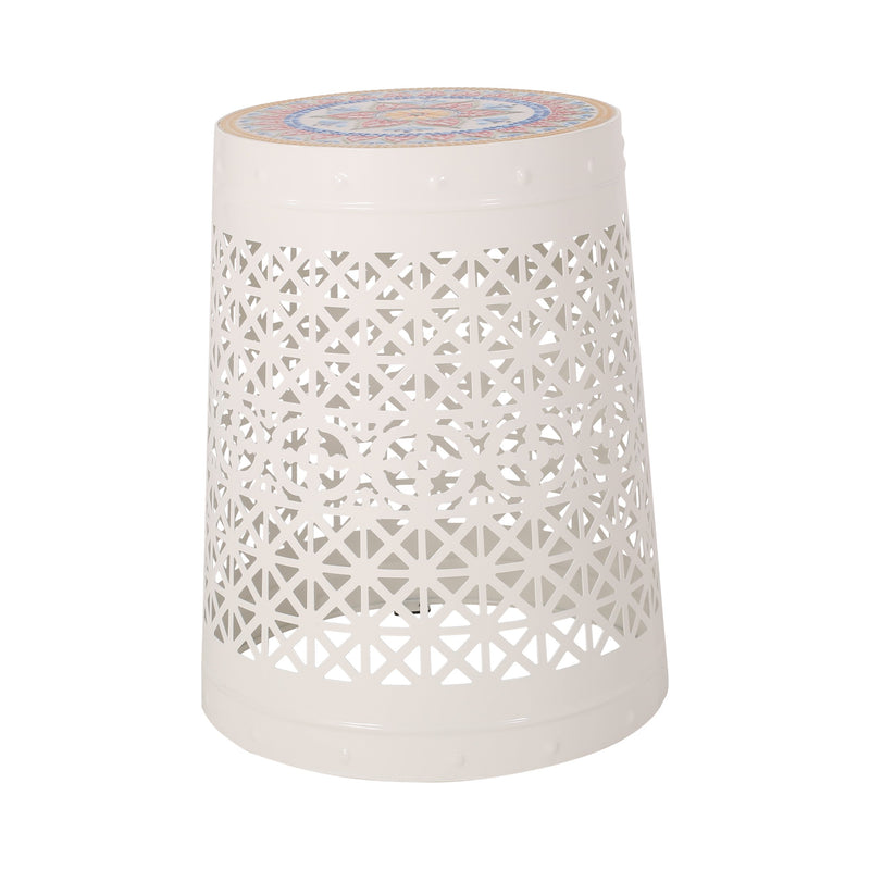 Lace Cut Side Table with Tile Top - NH960313