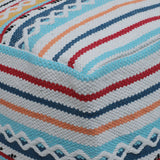 Boho Handcrafted Peruvian Print Cube Pouf - NH615413