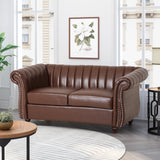 Modern Glam Channel Stitch Loveseat with Nailhead Trim - NH575413