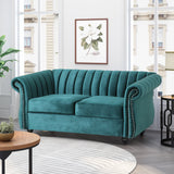Modern Glam Channel Stitch Loveseat with Nailhead Trim - NH575413