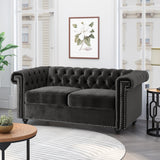 Modern Glam Tufted Loveseat with Nailhead Trim - NH285413