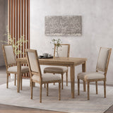 French Country Wood Upholstered Dining Chair, Set of 4 - NH355513