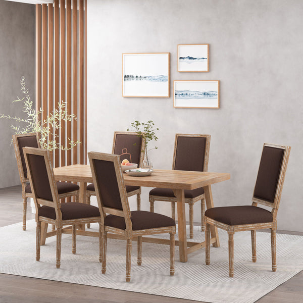 French Country Wood Upholstered Dining Chair (Set of 6) - NH955513