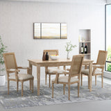 French Country Wood and Cane Upholstered Dining Chair - NH721513