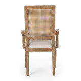 French Country Wood and Cane Upholstered Dining Chair - NH721513