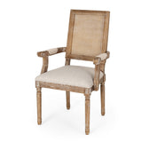 French Country Wood and Cane Upholstered Dining Chair - NH721513