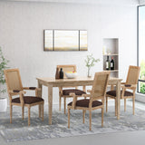 French Country Wood and Cane Upholstered Dining Chair - NH721513