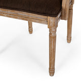 French Country Wood and Cane Upholstered Dining Chair - NH721513