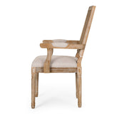 French Country Wood and Cane Upholstered Dining Chair - NH721513