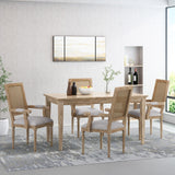 French Country Wood and Cane Upholstered Dining Chair - NH721513