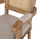 French Country Wood and Cane Upholstered Dining Chair - NH721513