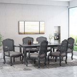 French Country Wood and Cane Upholstered Dining Armchair - NH542513