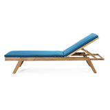 Outdoor Acacia Wood Chaise Lounge with Water Resistant Cushions, Set of 2 - NH148413