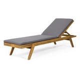 Outdoor Acacia Wood Chaise Lounge with Water Resistant Cushions, Set of 4 - NH848413