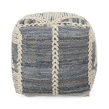 Handcrafted Boho Fabric Cube Pouf - NH638313