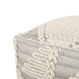 Handcrafted Boho Fabric Cube Pouf - NH638313