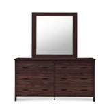 Contemporary 6 Drawer Vanity Dresser with Square Mirror - NH119413