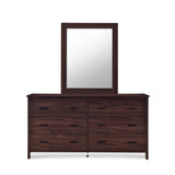 Contemporary 6 Drawer Vanity Dresser with Rectangular Mirror - NH319413