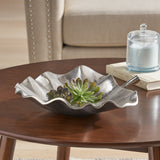 Kevin Handcrafted Aluminum Decorative Leaf Plate, Raw Nickel