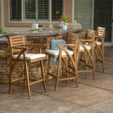30-Inch Teak Finish Acacia Wood Outdoor Barstools - NH538992