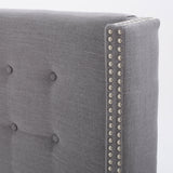 Button Tufted Fabric King/Cal King Headboard with Nailhead Accents - NH026992