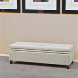 Tufted Linen Storage Ottoman Bench - NH959232