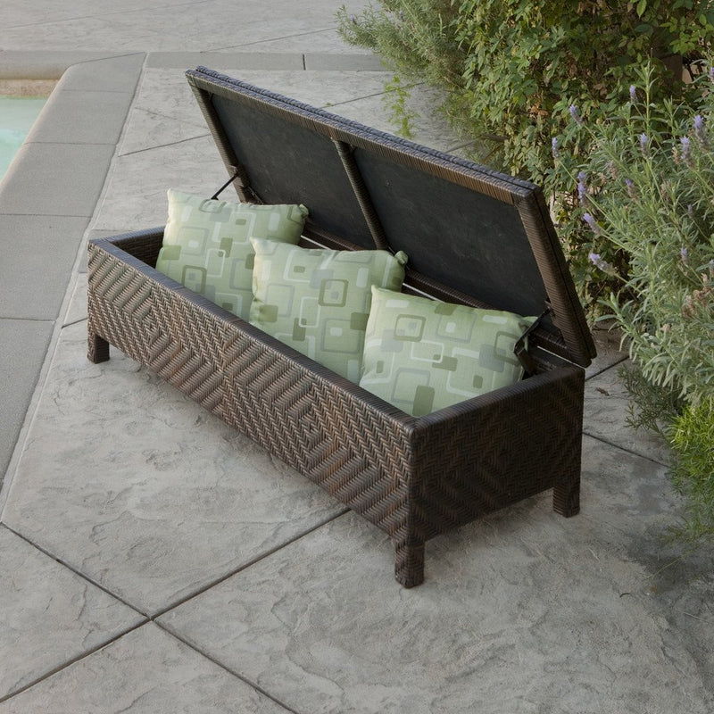 Brown Wicker Storage Ottoman - NH334722