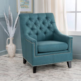 Contemporary Button Tufted Fabric Club Chair with Nailhead Trim - NH240003