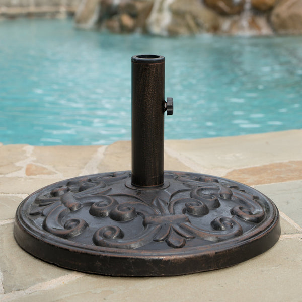 Outdoor Bronze Resin and Black Steel Unbrella Base - NH183003