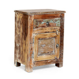 Boho Handcrafted Wood Nightstand - NH832413