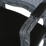 French Country Wood and Cane Upholstered Dining Armchair - NH542513
