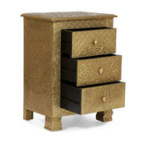 Handcrafted Boho 3 Drawer Nightstand - NH889313