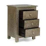 Handcrafted Boho 3 Drawer Nightstand - NH709313