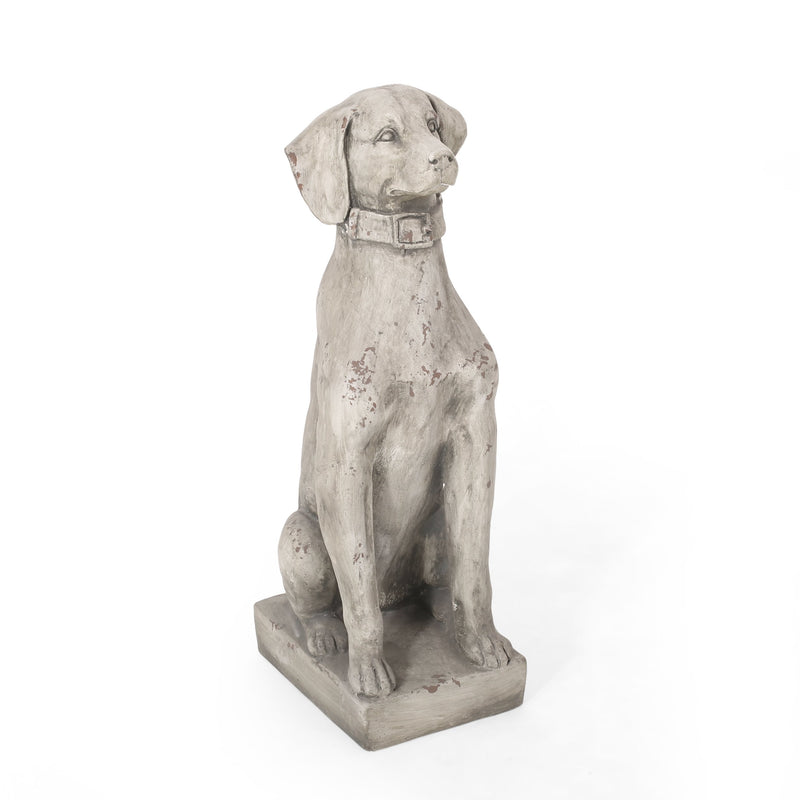 Outdoor Dog Garden Statue, Antique White - NH263413