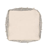 Boho Handcrafted Fabric Cube Pouf, Ivory and Gray - NH023413